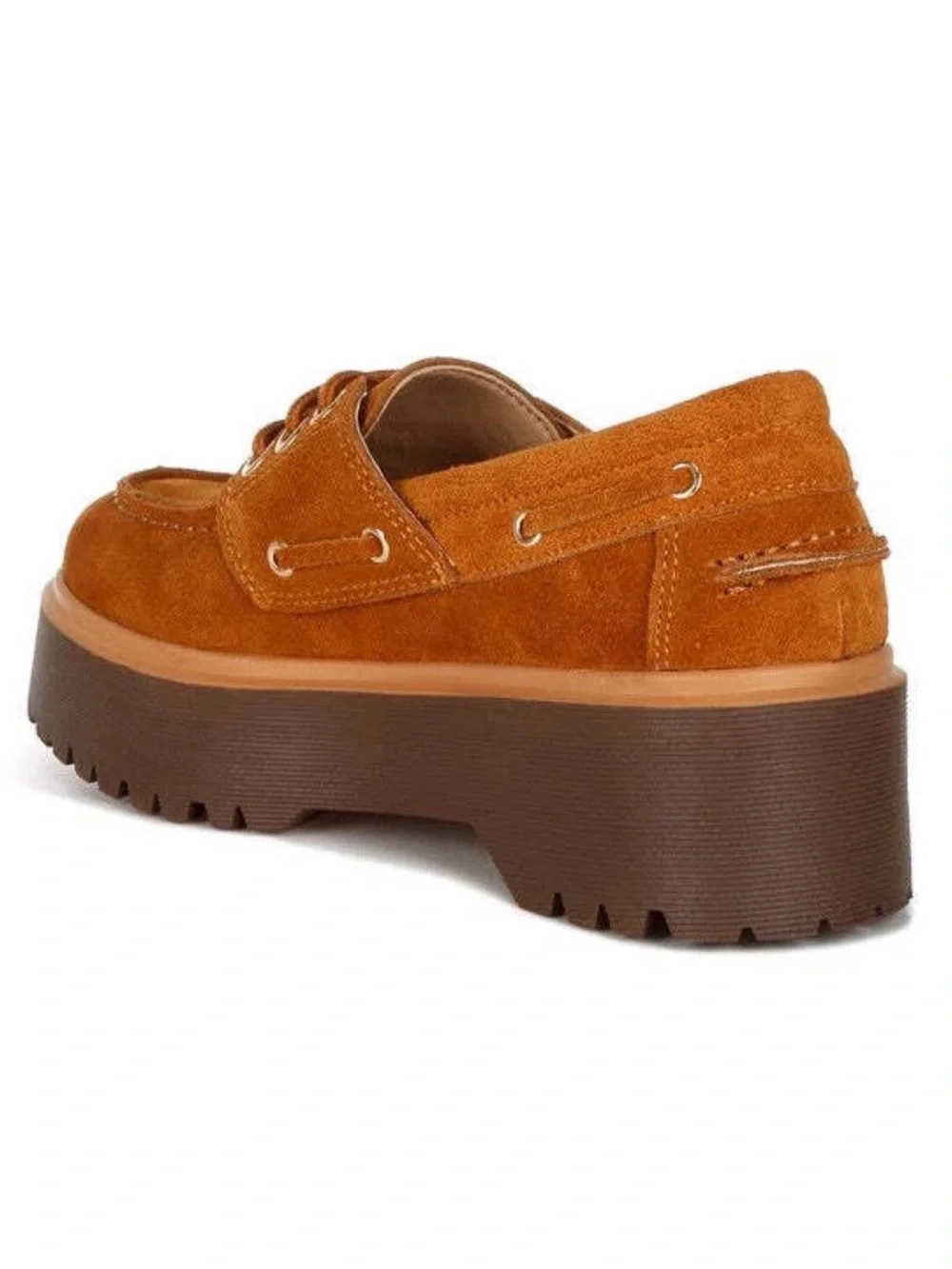 Rag & Co Chunky Suede Oxford Platform Loafers Tan 8 NWOB Retro Cottagecore